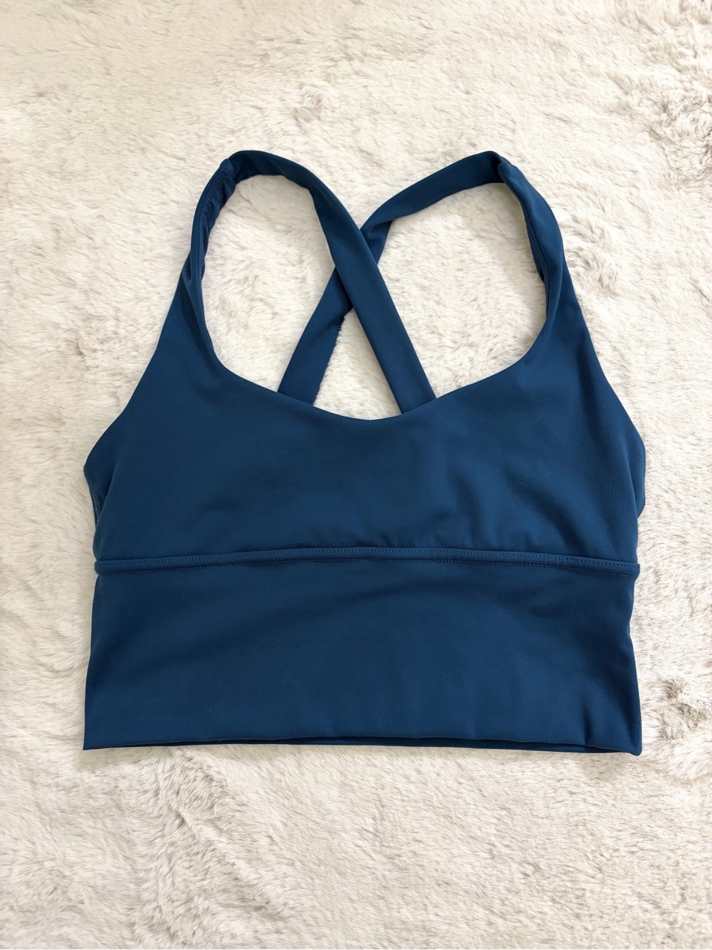 POPFLEX Longline Criss Cross Sports Bra Deep Teal Blue Small Athleisure Pilates